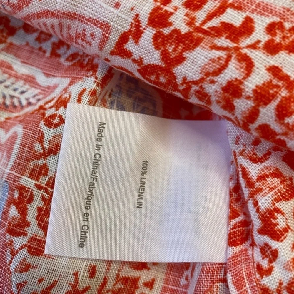 Tory Burch Red Floral Linen Dress Size XS - Picture 4 of 5